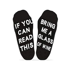 If you can read this.. wine funny sock black white